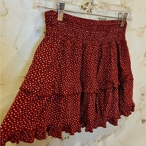 LA Hearts Rust Star Print Layered Ruffle Mini Skirt Size Small